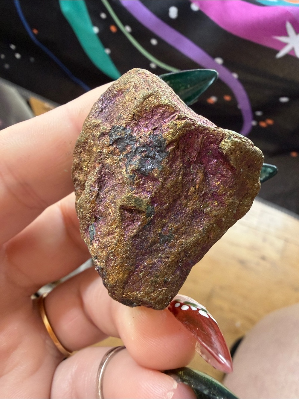 Iridescent Purple & Gold Decorative Rock Accent